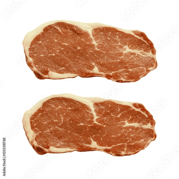 Obraz Two Raw Steaks on White Background