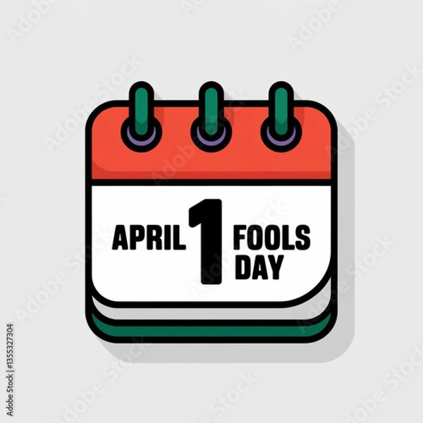 Fototapeta Vector April Fools Day Calendar Icon. A cute calendar icon in celebration of April Fools Day.illustration on white background.
