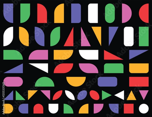 Obraz Abstract geometric vector shapes and icons.