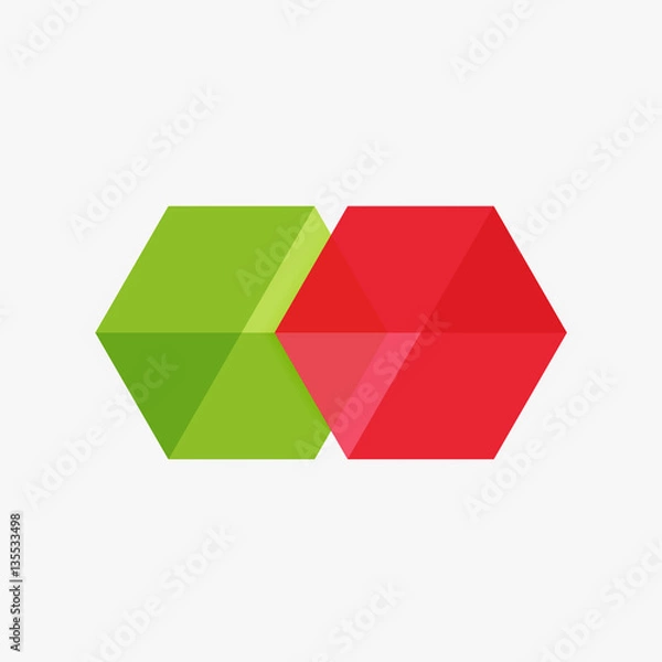 Fototapeta Empty blank hexagon layout, geometric template for text and options