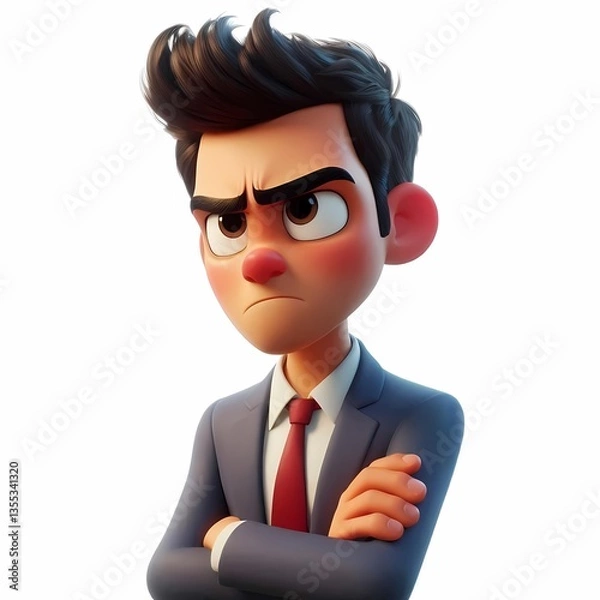 Fototapeta Stern Businessman with Arms Crossed - Serious businessman with arms crossed, symbolizing authority, confidence, and assertive executive presence in corporate settings.