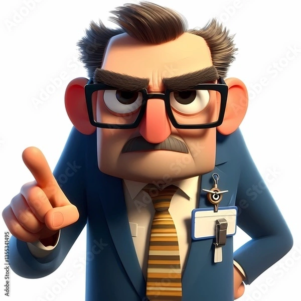 Fototapeta Stern Senior Executive with Pointing Finger - Serious senior executive pointing, symbolizing leadership authority, workplace direction, and experienced business decision-making.