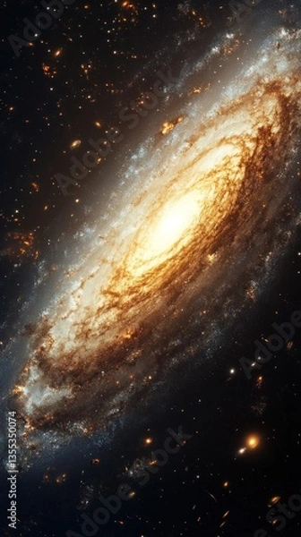 Fototapeta Spiral Galaxy in Deep Space, Cosmic Nebula, Interstellar Dust, Distant Universe