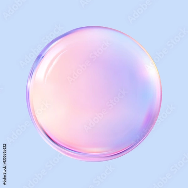 Fototapeta A gleaming realistic glass sphere. An abstract three-dimensional luminous orb with reflections. A geometric abstract form.