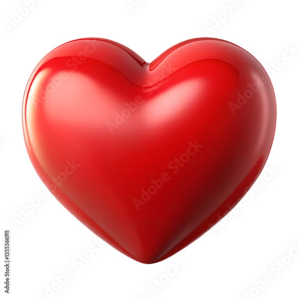 Fototapeta Vibrant 3D Glossy Red Heart A Symbol of Love and Romance on a Pristine Transparent Background