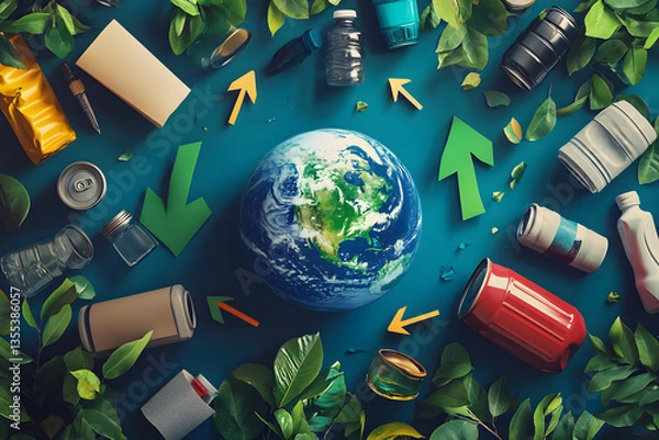 Fototapeta Sustainability and Recycling: Embrace the Cycle of Reuse for a Greener Future