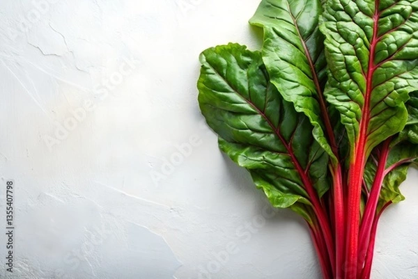 Obraz Swiss Chard on White Background