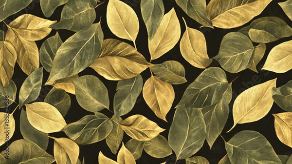 Obraz Seamless pattern nature leaves vector illustration.