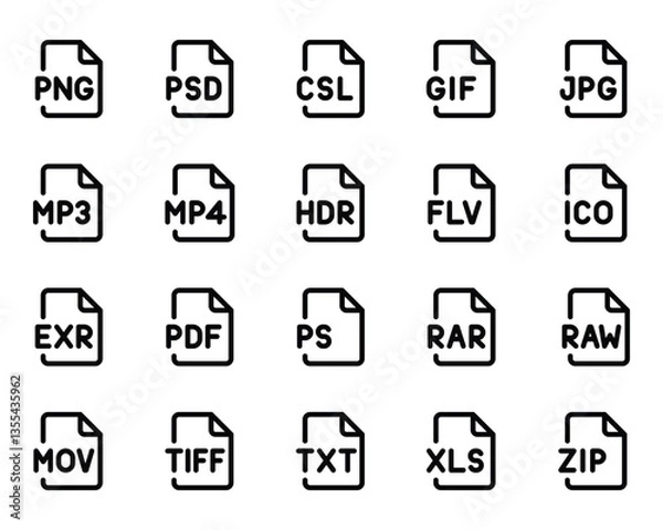 Fototapeta Outline icons set for Programming files