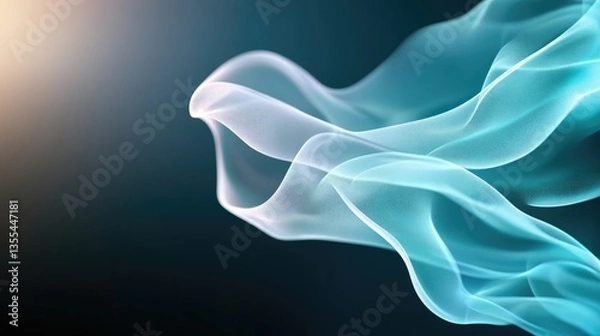 Obraz Abstract swirling teal fabric against dark background