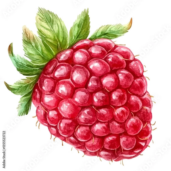 Fototapeta Raspberry Slice, watercolor illustration, isolated on a white background.