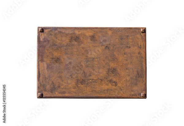 Obraz Rusty metal plate on white background