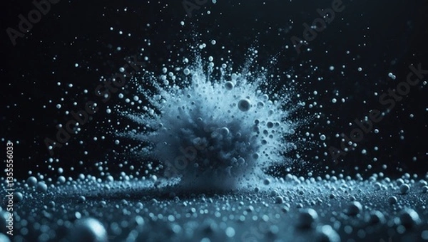 Fototapeta Explosion of small dust particle in isolation