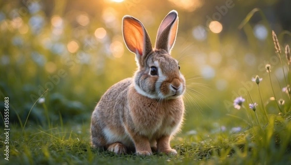 Fototapeta European rabbit or coney (Oryctolagus cuniculus) in a natural setting.