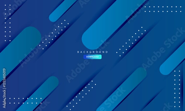 Obraz Modern abstract blue gradient background with diagonal 3D rounded shapes