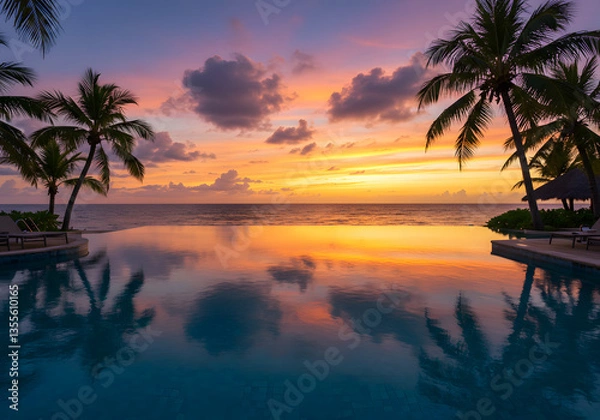 Fototapeta summer vacation travel beach Palm tree