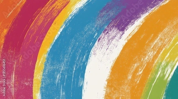Obraz A bold pop-art-inspired rainbow background with thick, colorful brush strokes
