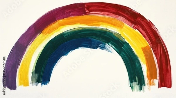 Obraz A hand-painted acrylic rainbow with visible brush strokes and rich color saturation