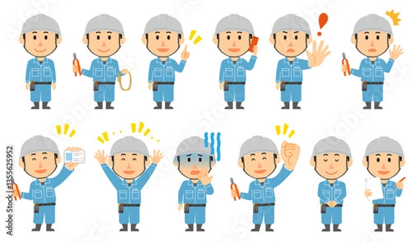 Fototapeta 電気工事士男性セット