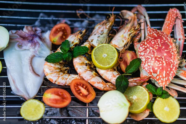 Obraz seafood grill ,bbq seafood