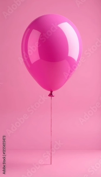 Obraz Single pink balloon with glossy surface in soft focus, decoration, girly, Isolated