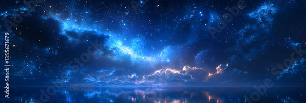 Fototapeta Ethereal Night: The Serene Dance of Starlight Across a Celestial Canvas
