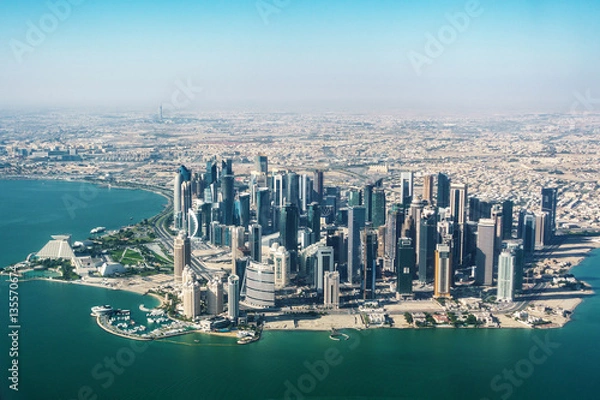 Fototapeta Widok z lotu ptaka z Doha w Katarze