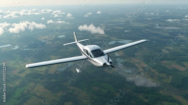 Fototapeta Aerial adventure airplane flight over stunning landscapes open skies high-altitude viewpoint nature exploration