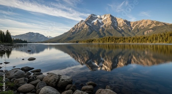 Obraz Mountain Lake Reflection Landscape Serenity