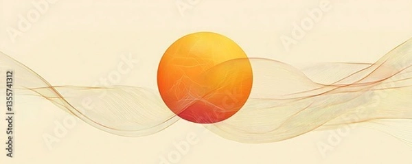 Fototapeta Geometric minimalist art a sun, simple lines depicting warmth and energy