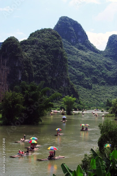 Obraz Yangshuo River Bamboo Rafting