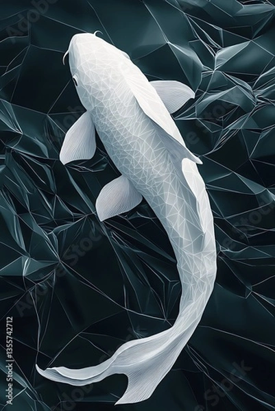 Fototapeta Geometric minimalist art a fish, simple lines conveying fluidity and life