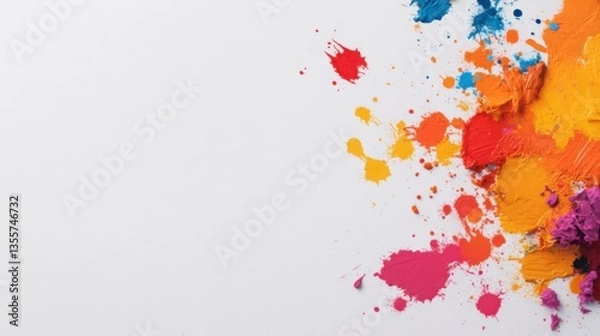 Fototapeta Vibrant paint splash art creation studio visual artwork creative environment close-up view colorful expression for art enthusiasts