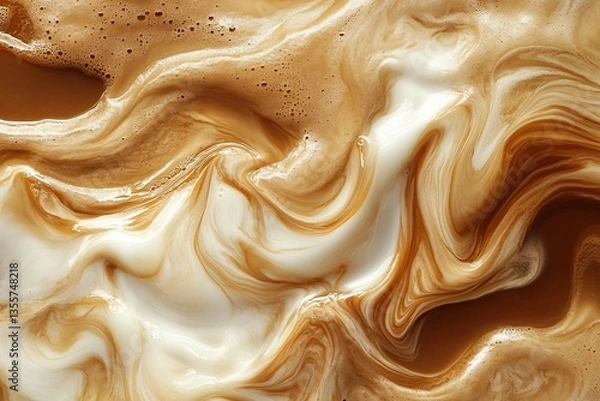 Fototapeta Cream and coffee swirling together in artistic and aesthetic patterns