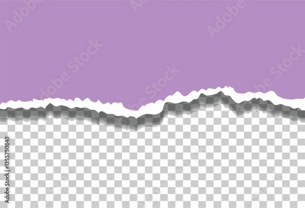 Obraz Torn piece of horizontal paper with soft shadow isolated on light background. Vector illustration.