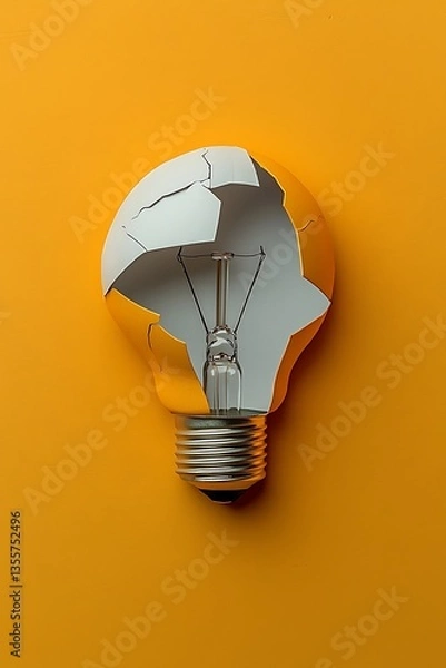 Fototapeta Geometric minimalist representation a light bulb, symbolizing ideas and innovation