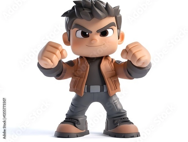 Fototapeta Action-packed cartoon character studio 3d model fun environment close-up