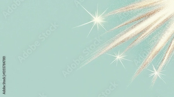 Fototapeta Shimmering Sparkles with Soft Light on Calm Teal Background