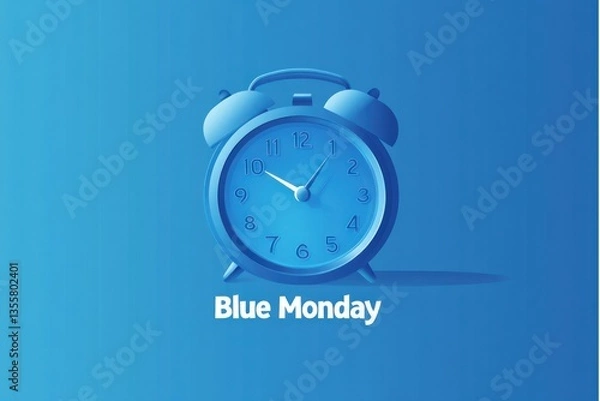 Fototapeta A minimalistic vector showing a blue alarm clock with "Blue Monday" text underneath.