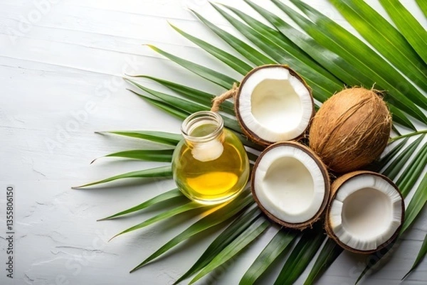 Obraz Coconut Oil on White Background