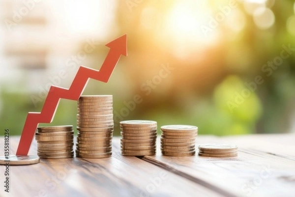 Fototapeta coins and chart