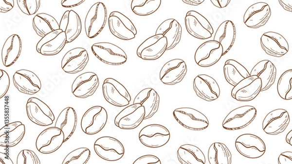 Obraz Coffee beans seamless pattern background. Coffee beans wallpaper. Coffee beans illustration pattern. Coffee beans background. Perfect for fabrics, textile, wallpaper, and decor