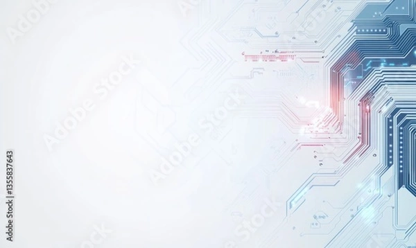 Fototapeta Modern High-Tech Circuit Board Design on Clean White Background