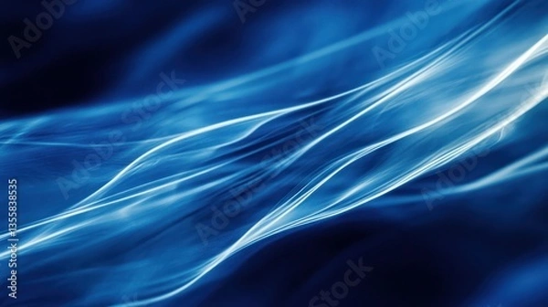 Fototapeta Elegant Abstract Blue Background with Flowing Luminous Lines Design