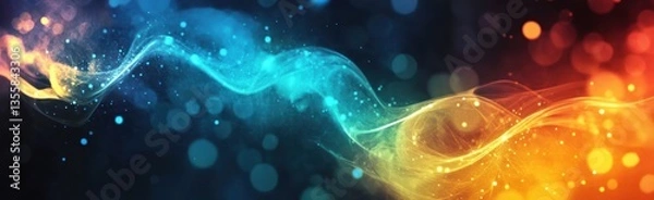 Fototapeta Abstract Energy Wave Background with Bokeh Lights and Vibrant Colors