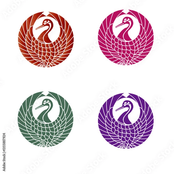 Obraz カラー家紋：鶴の丸（透過可）