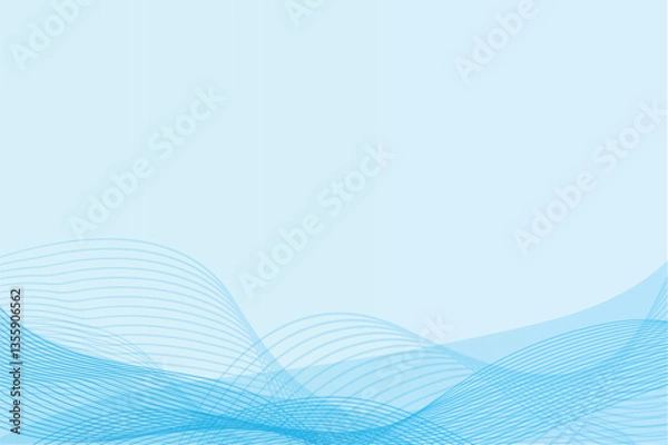 Fototapeta Abstract blue wavy glowing lines on a blue background.