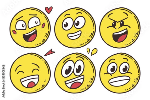 Fototapeta 2D Happy  smile and laugh vector emoji on white backgroyund