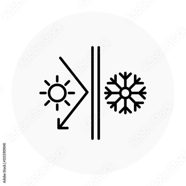 Obraz Thermal Insulation Efficiency Icon. Heat and Cold Regulation Symbol. Illustration for Energy Saving Concept.