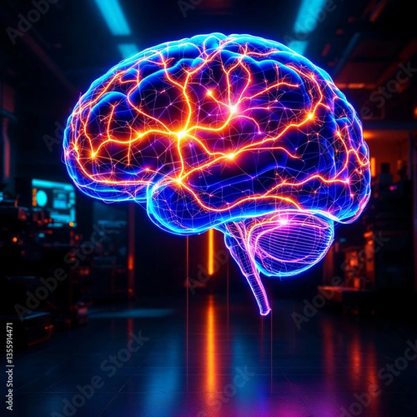 Fototapeta "Neural Networks Explained with a Glowing Brain Concept"

